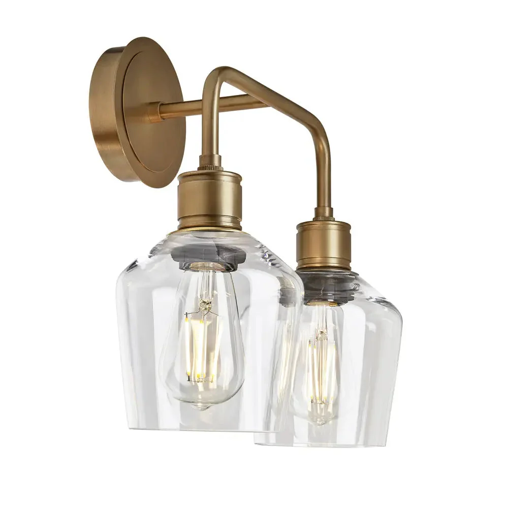 Albany Glass Schoolhouse 1/2Lt Wall Light - Clear/ Mocha Shades - Image 6