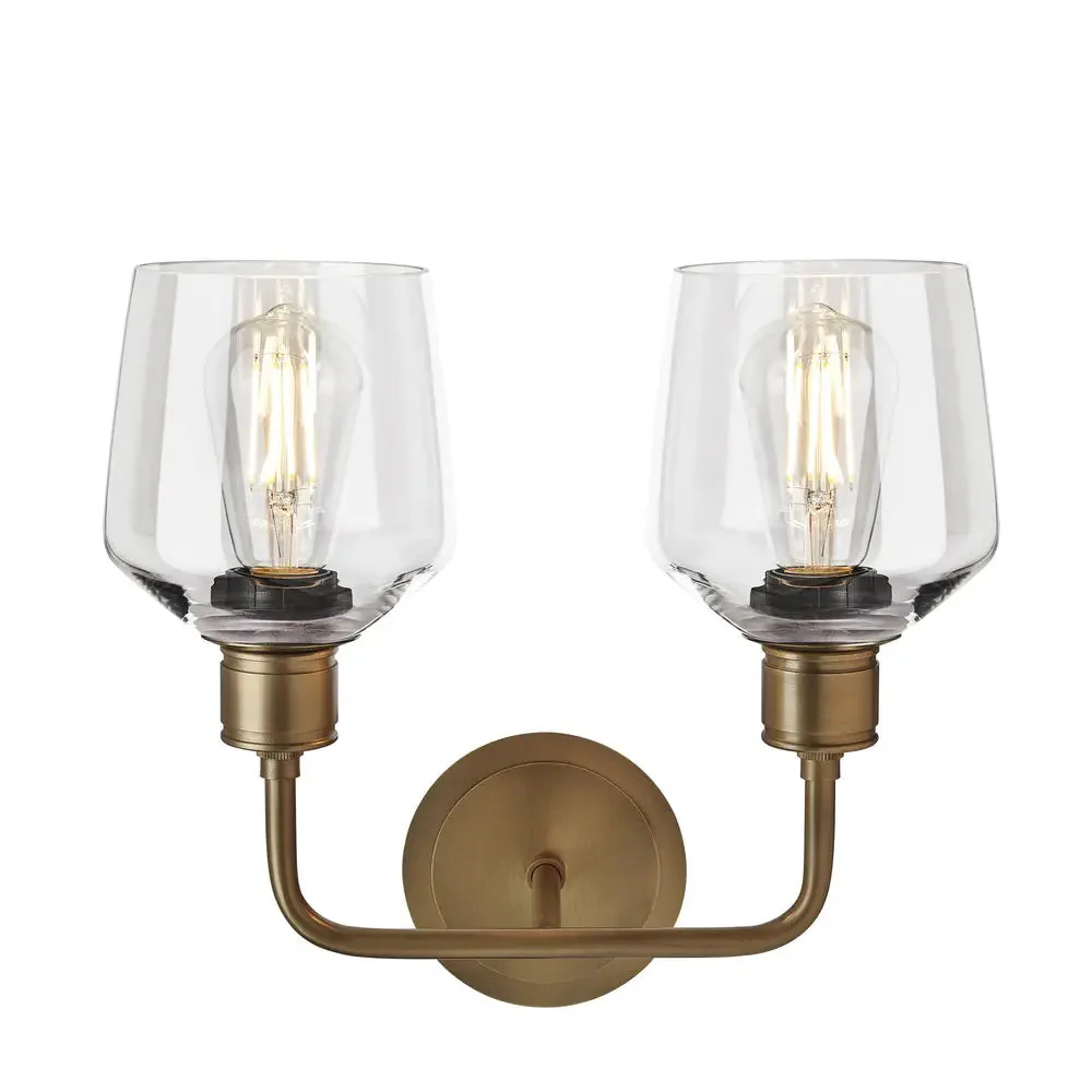 Albany Glass Schoolhouse 1/2Lt Wall Light - Clear/ Mocha Shades - Image 7