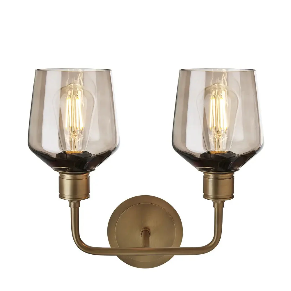 Albany Glass Schoolhouse 1/2Lt Wall Light - Clear/ Mocha Shades - Image 8