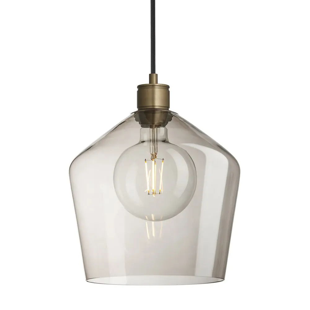 Albany Glass Schoolhouse Pendant Light - Brass/ Bronze w Clear & Mocha Glass Finishes - Image 2