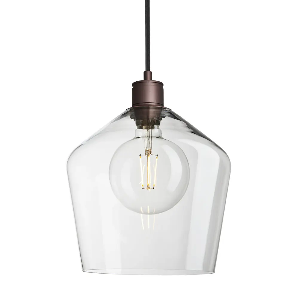 Albany Glass Schoolhouse Pendant Light - Brass/ Bronze w Clear & Mocha Glass Finishes - Image 3