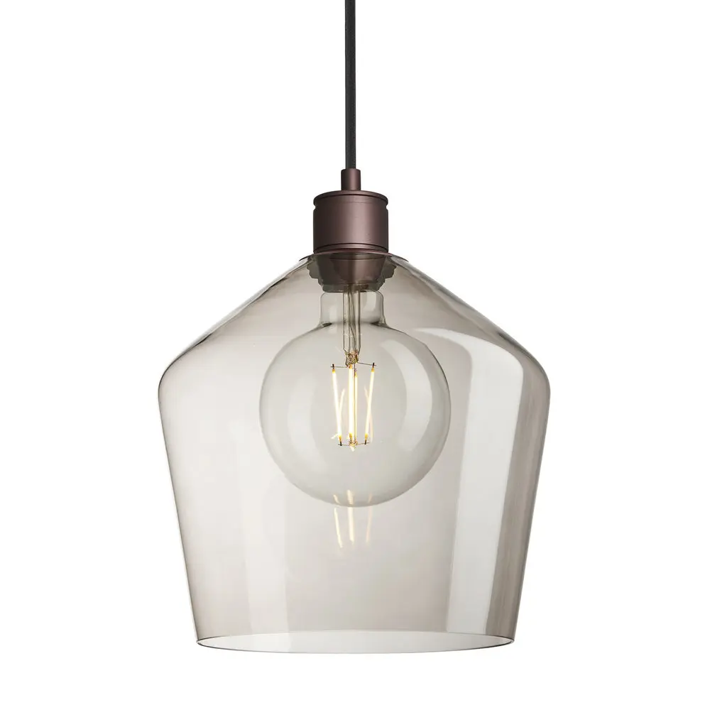 Albany Glass Schoolhouse Pendant Light - Brass/ Bronze w Clear & Mocha Glass Finishes - Image 4