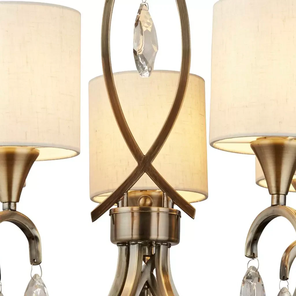 Alberto 5Lt/ 8Lt Pendant - Antique Brass, Crystal & Linen Shade - Image 6