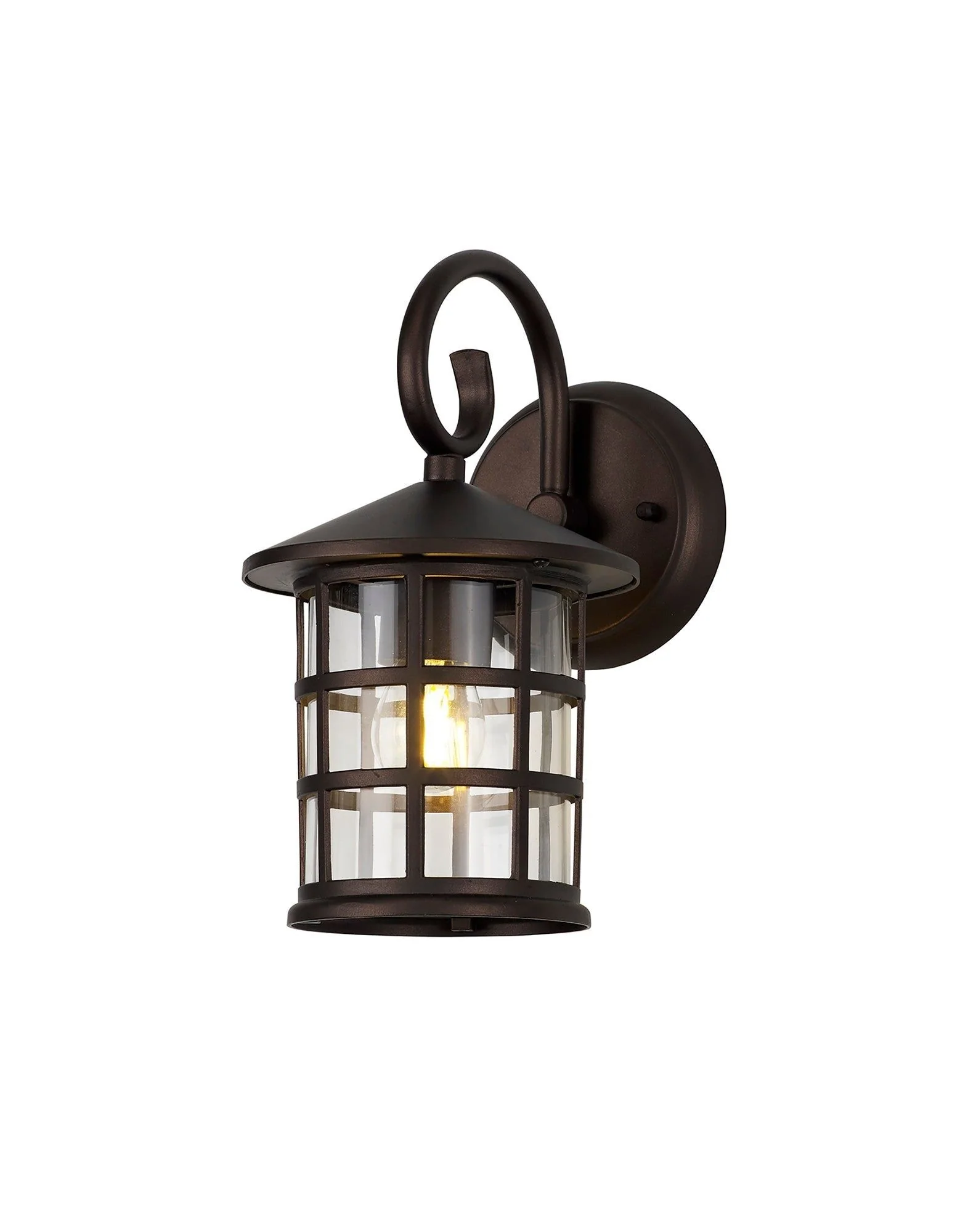 Alcover Down Round Criss Cross/Round Grid/Round/Square Criss Cross Outdoor Wall Lamp, 1 x E27, IP44, Sand Black & Clear Seeded Glass, 2yrs Warranty - Image 3