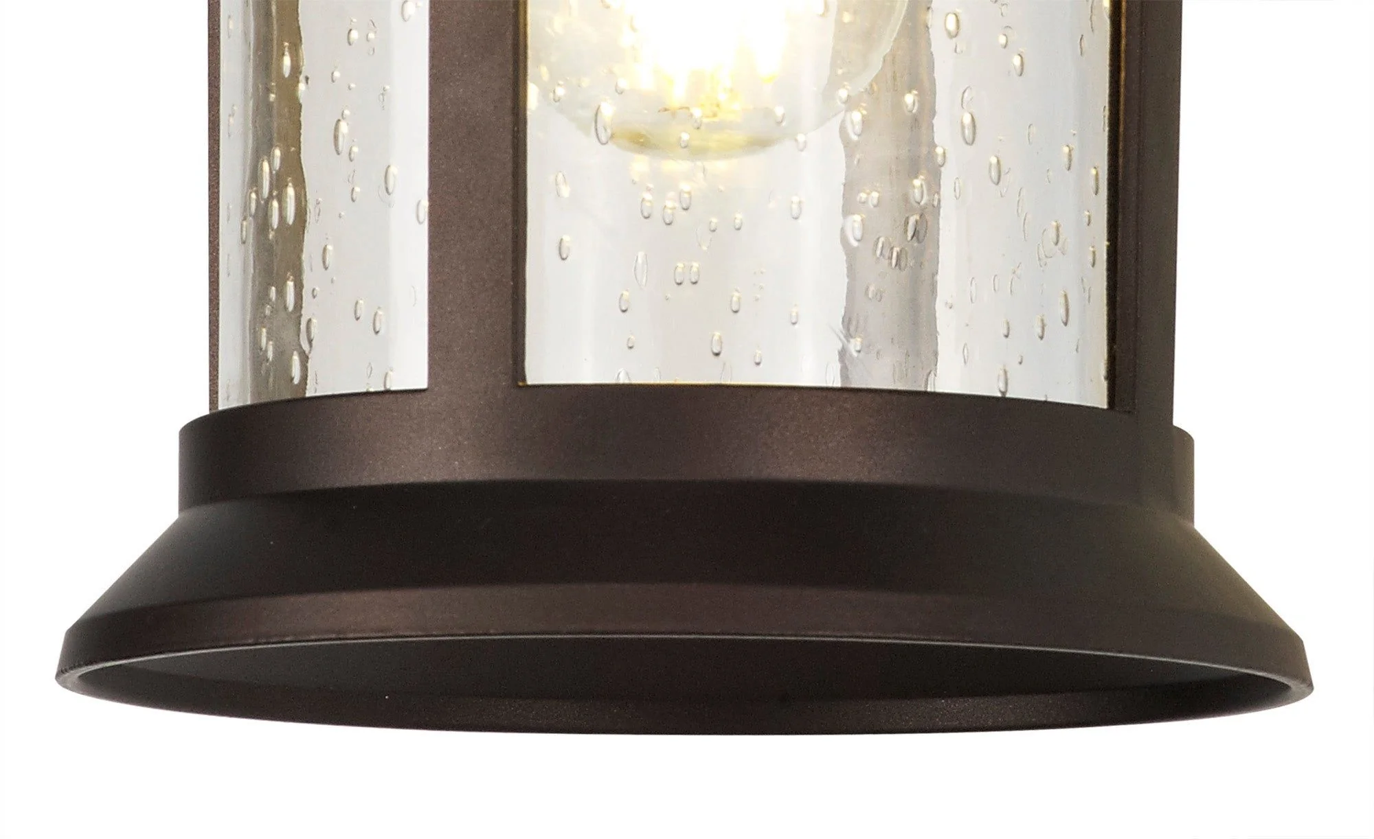 Alcover Down Round Criss Cross/Round Grid/Round/Square Criss Cross Outdoor Wall Lamp, 1 x E27, IP44, Sand Black & Clear Seeded Glass, 2yrs Warranty - Image 5