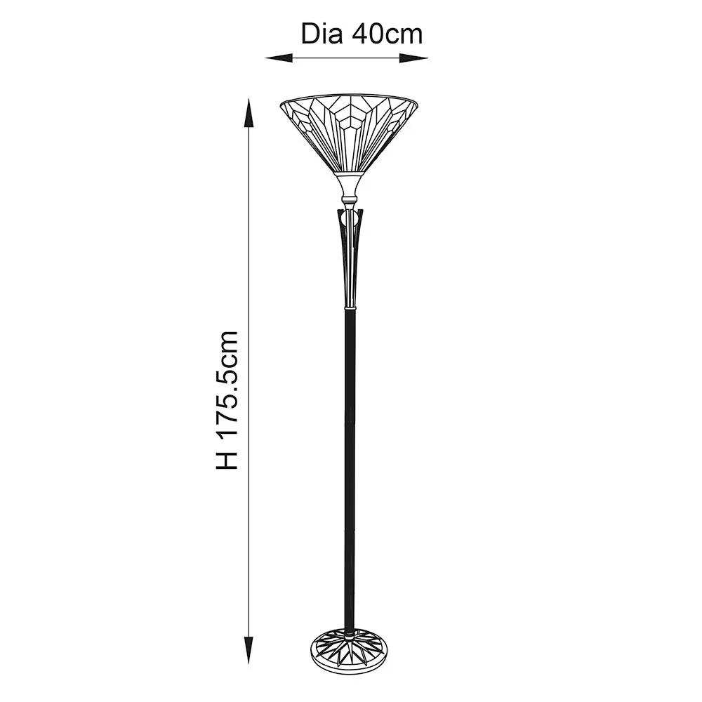 Alcyone Uplighter Floor Lamp -  Black Finish E27 - Image 10