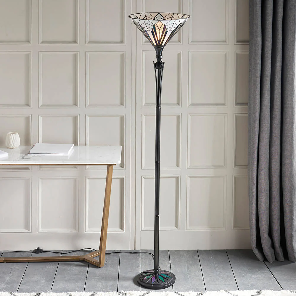 Alcyone Uplighter Floor Lamp -  Black Finish E27 - Image 2