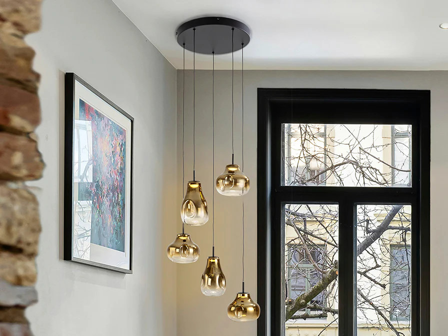 Aledis 3Lt/5Lt Ceiling Lights- Black-Golden Finish - Image 4