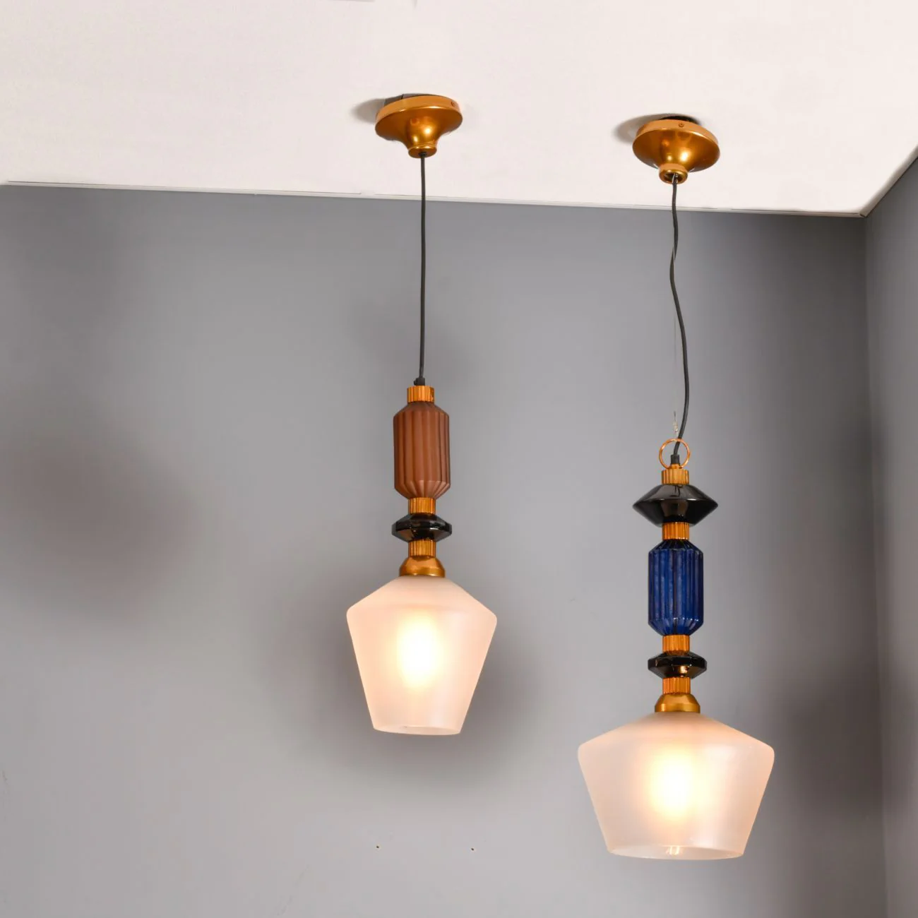 Alena Ink Blue & Frosted Glass Pendant - Image 5