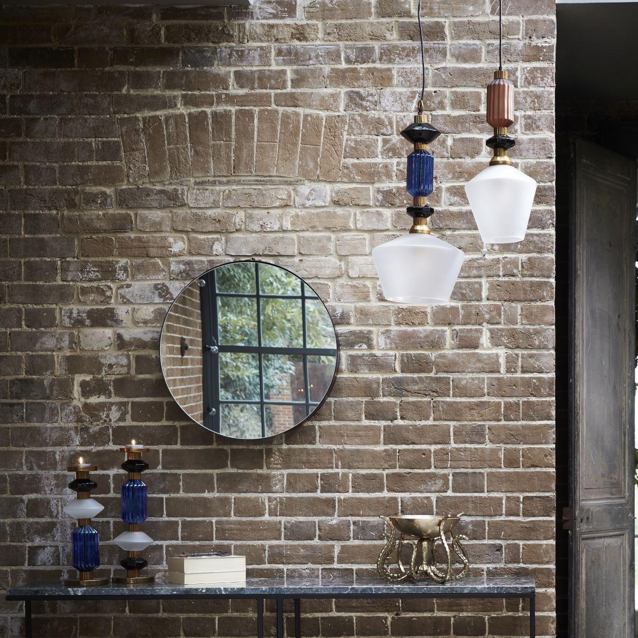 Alena Ink Blue & Frosted Glass Pendant - Image 6