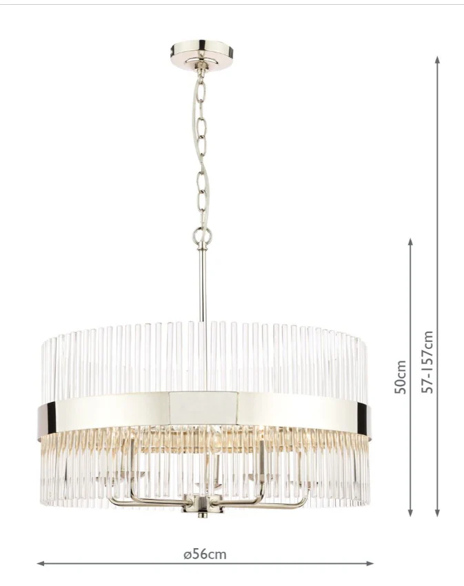 Alexa 5lt Pendant Polished Nickel Glass Rods - Image 5