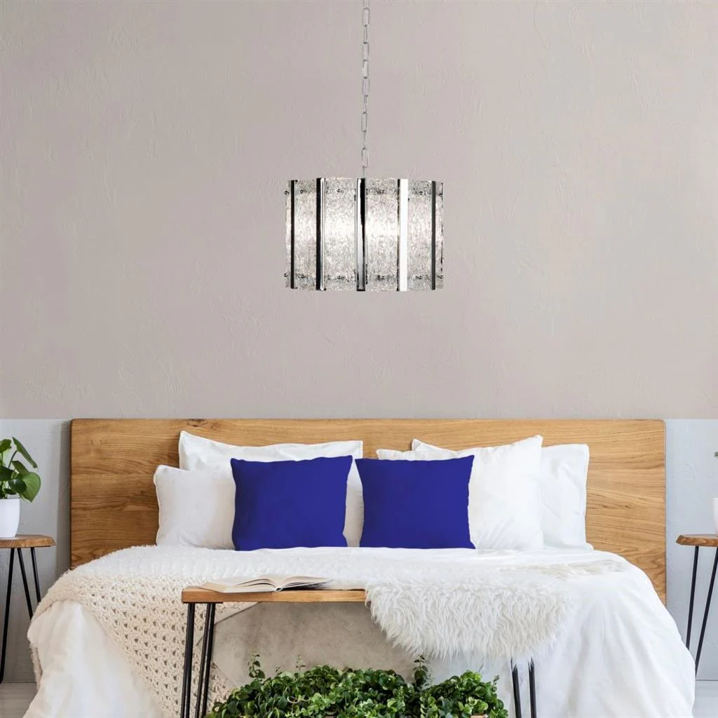 Alexandra 5Lt Crystal Ceiling Light - Satin Silver & Aquatex Glass - Image 4