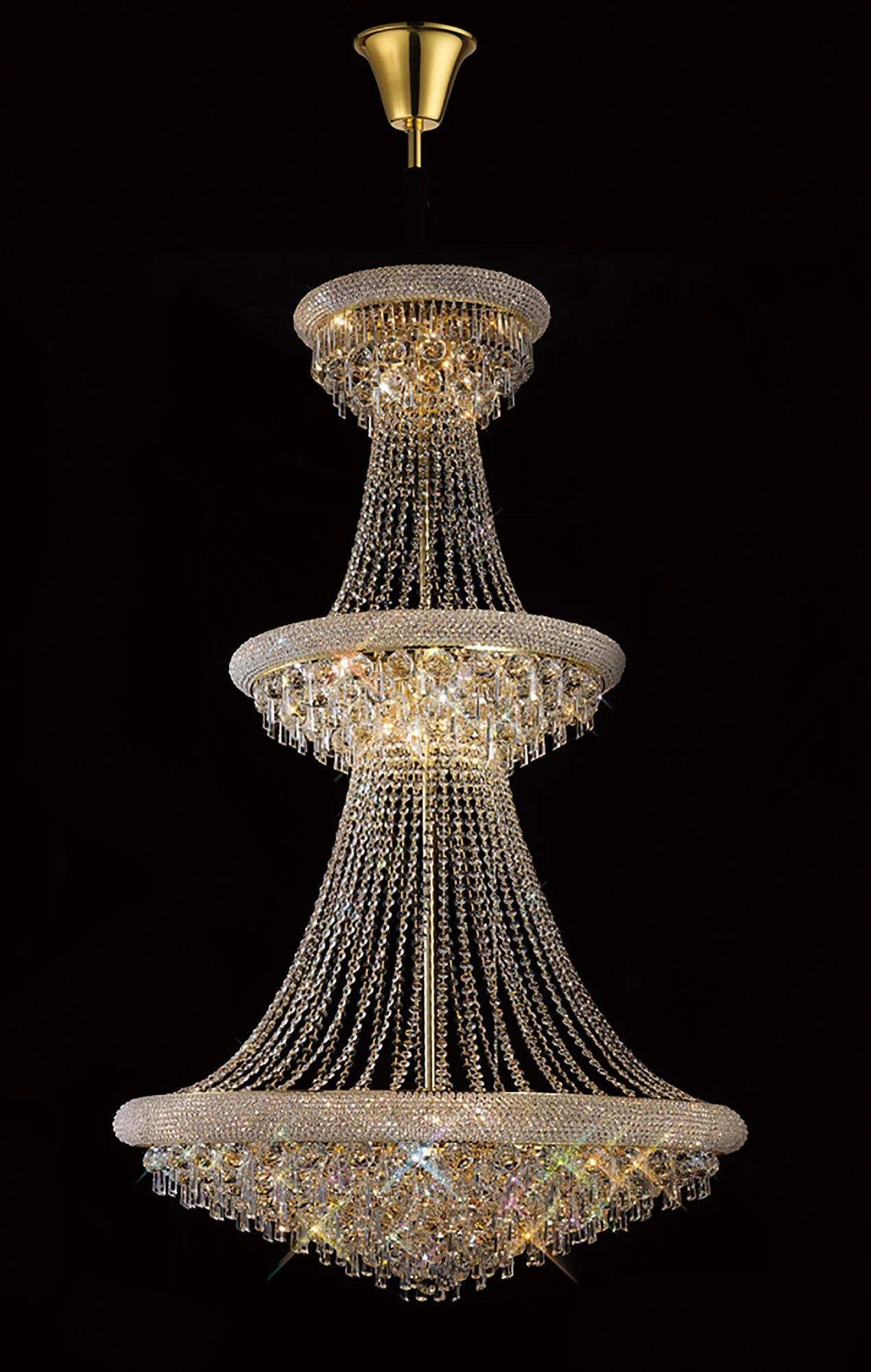 Alexandra Pendant 3 Tier 37 Light Gold/Polished Chrome - Image 6