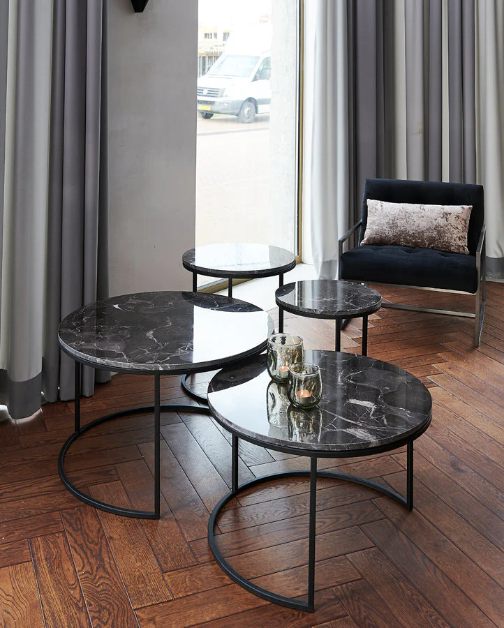 Alfio Coffee Table - Brown Marble & Black Finish - Image 10