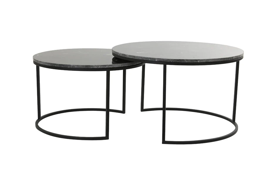 Alfio Coffee Table - Brown Marble & Black Finish - Image 3