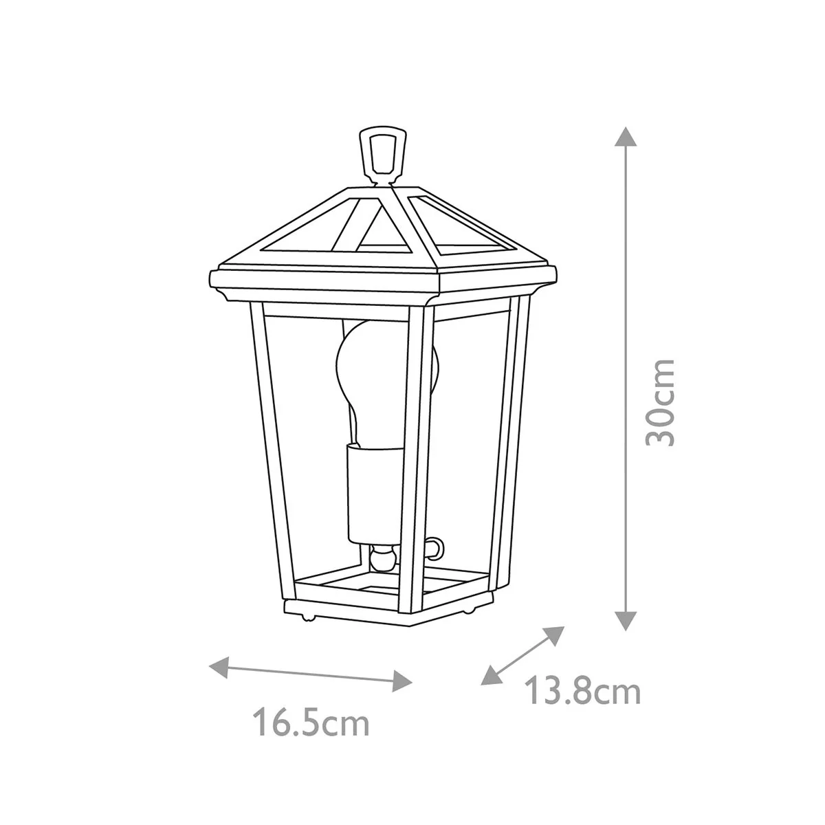 Alford Place 1 Light Half Lantern - Museum Black E27 IP44 - Image 6