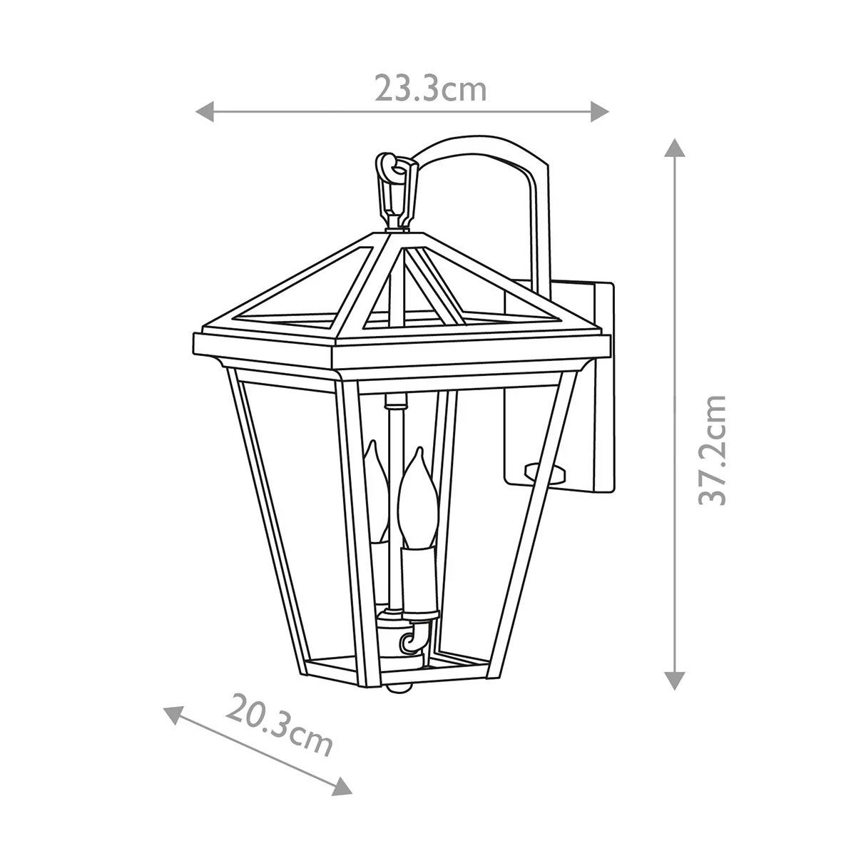 Alford Place 2/3Lt Small/Medium/Large Outdoor Wall Lantern - Museum Black E14 IP44 - Image 8