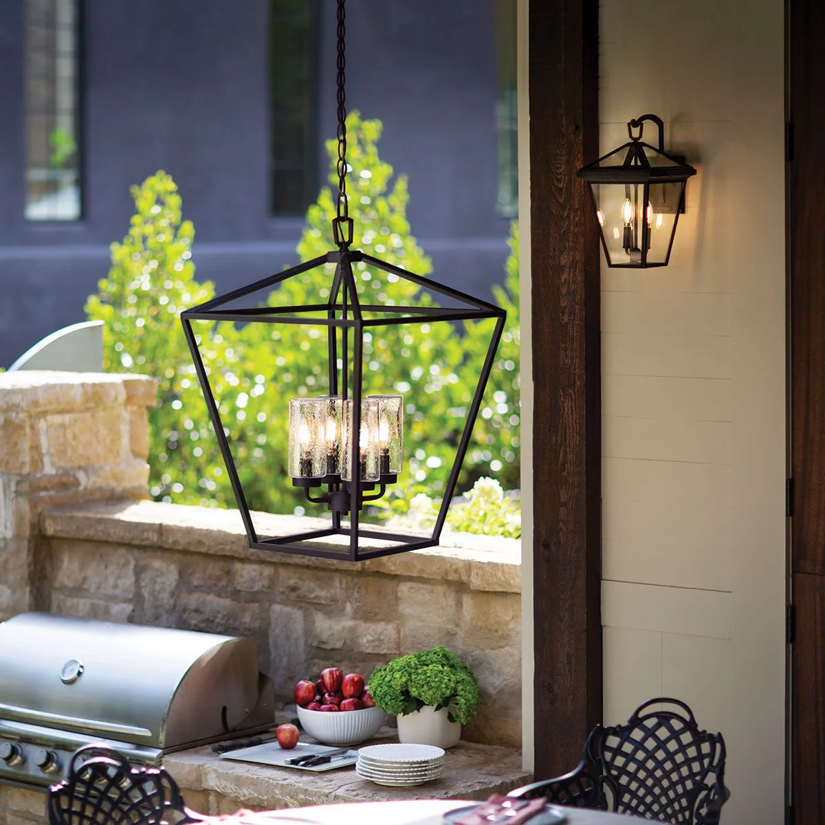 Alford Place 4 Light Outdoor Pendant - Museum Black IP44 E14 - Image 6