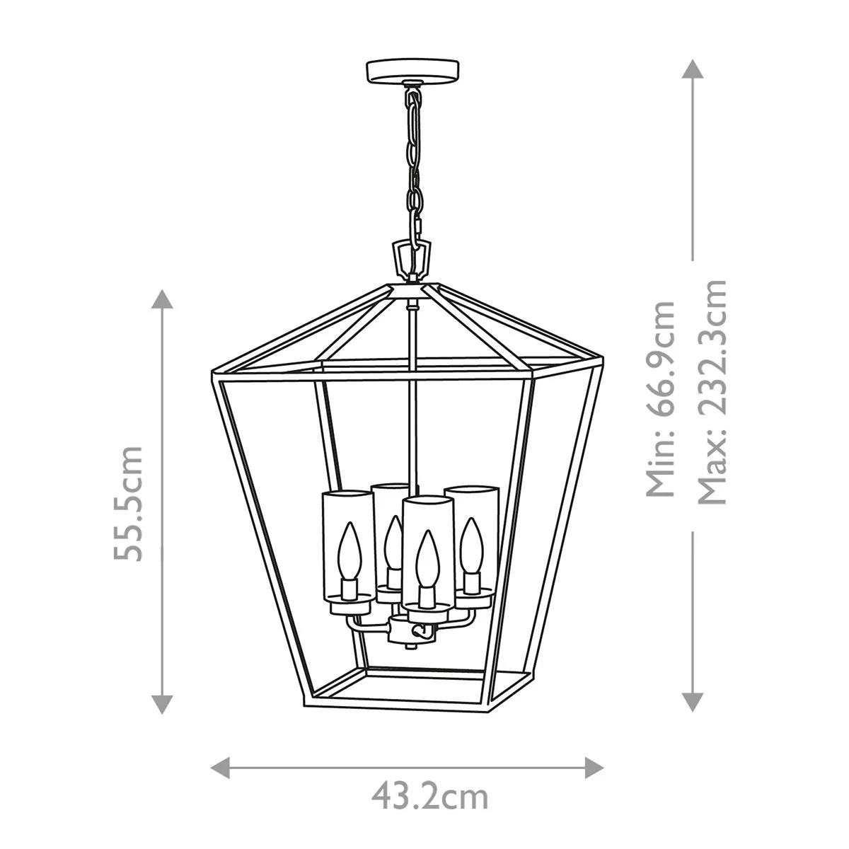 Alford Place 4 Light Outdoor Pendant - Museum Black IP44 E14 - Image 7