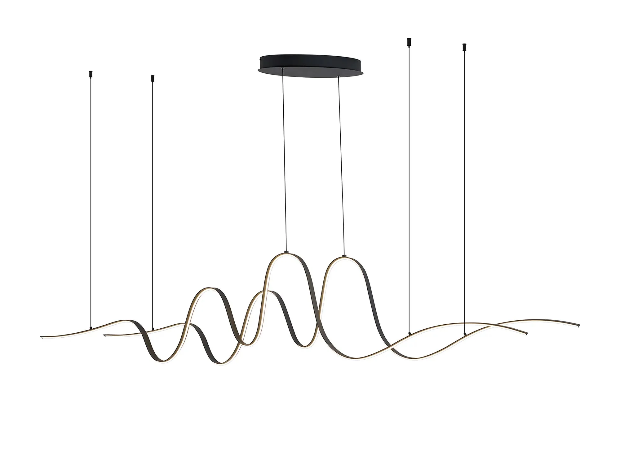Alice Double Wave LED Kitchen Ceiling Light Triac Dimmable 3yrs Warranty- Dark Grey/ Gold Finishes - Image 3