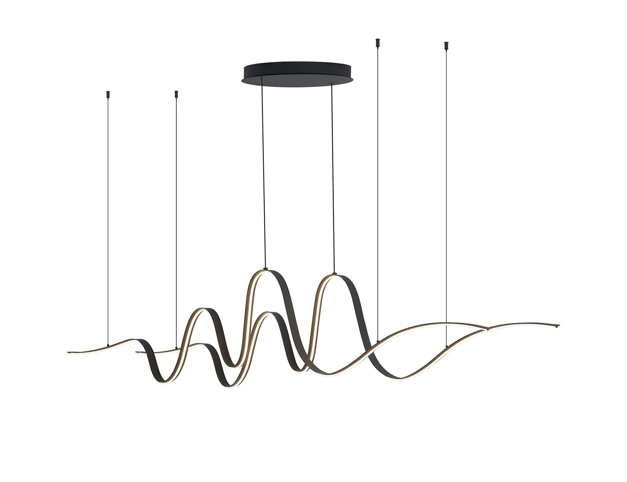 Alice Double Wave LED Kitchen Ceiling Light Triac Dimmable 3yrs Warranty- Dark Grey/ Gold Finishes - Image 5