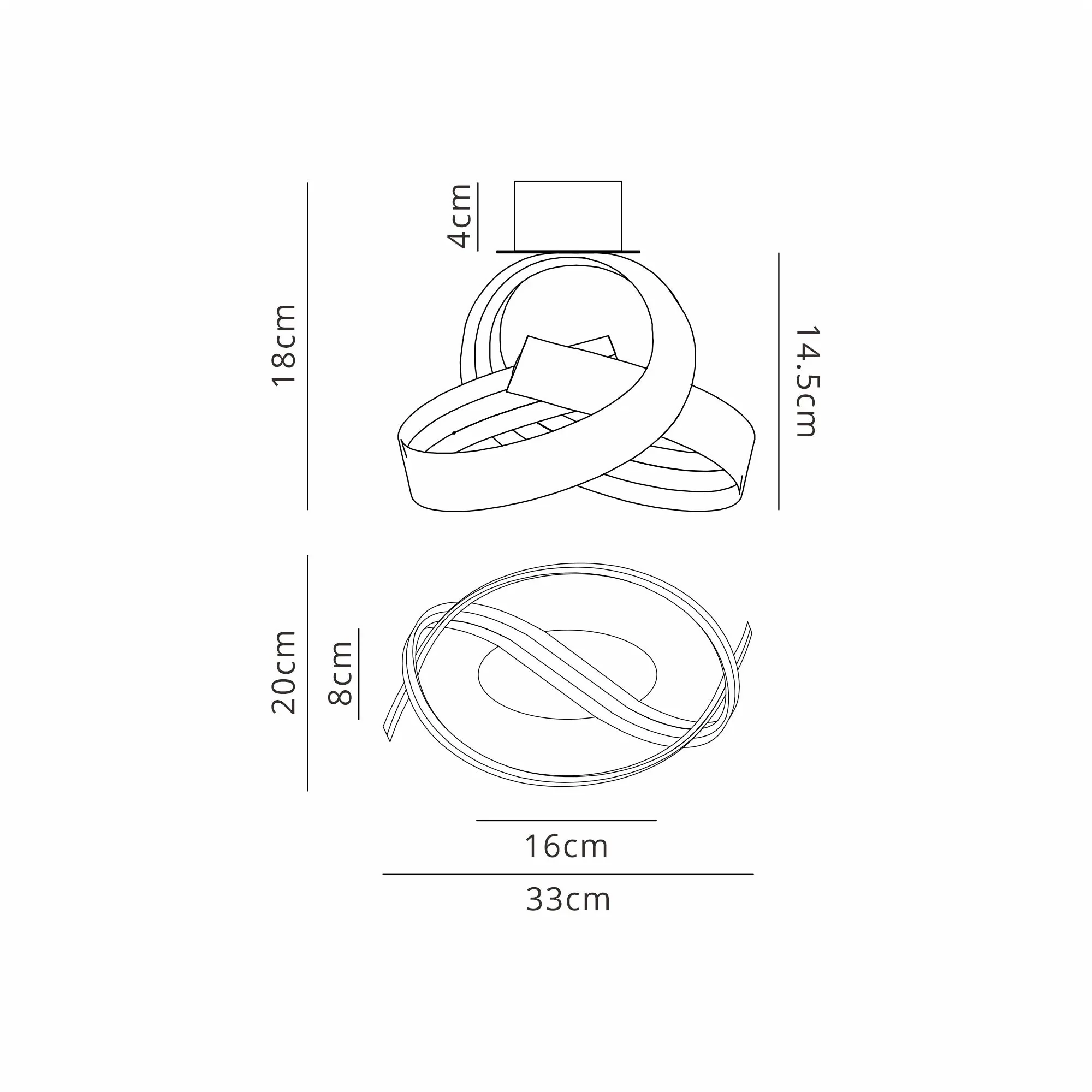 Alice Loop Wall Light Triac Dimmable, 3yrs Warranty Dark Grey/ Gold Finishes - Image 4
