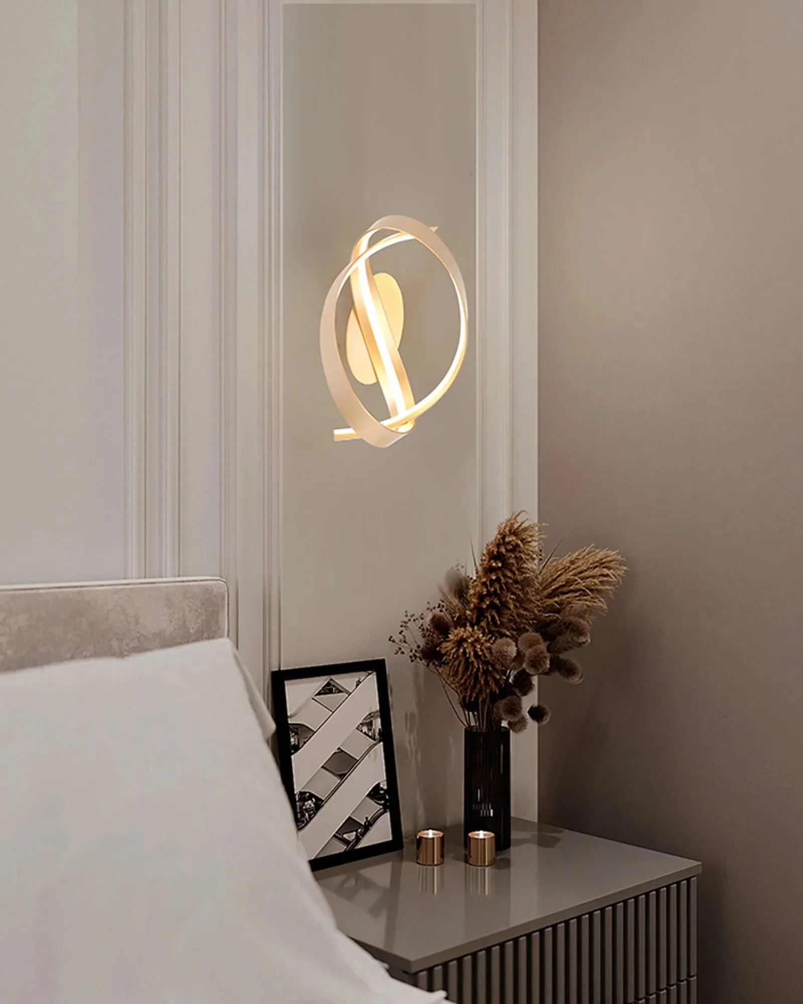 Alice Loop Wall Light Triac Dimmable, 3yrs Warranty Dark Grey/ Gold Finishes - Image 6