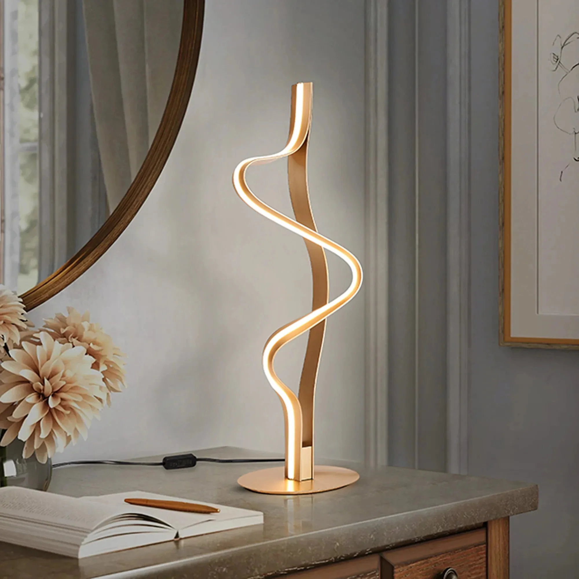 Alice Table Lamp Triac Dimmable 3yrs Warranty- Dark Grey/ Gold Finishes - Image 4
