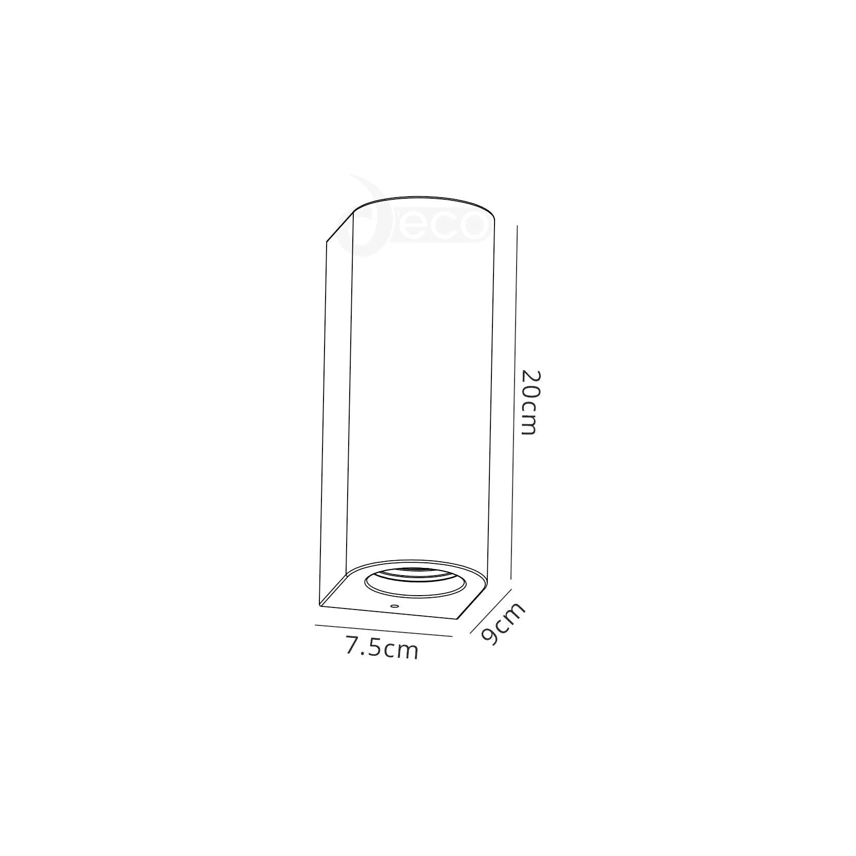 Alina Rectangular/Cylinder Up & Down Wall Lamp, 2 x GU10, White Paintable Gypsum - Image 8