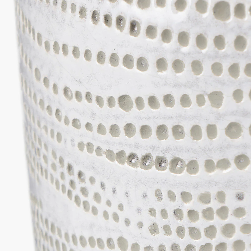 Alina White Stoneware Dot Design Vase - Small/Large - Image 3