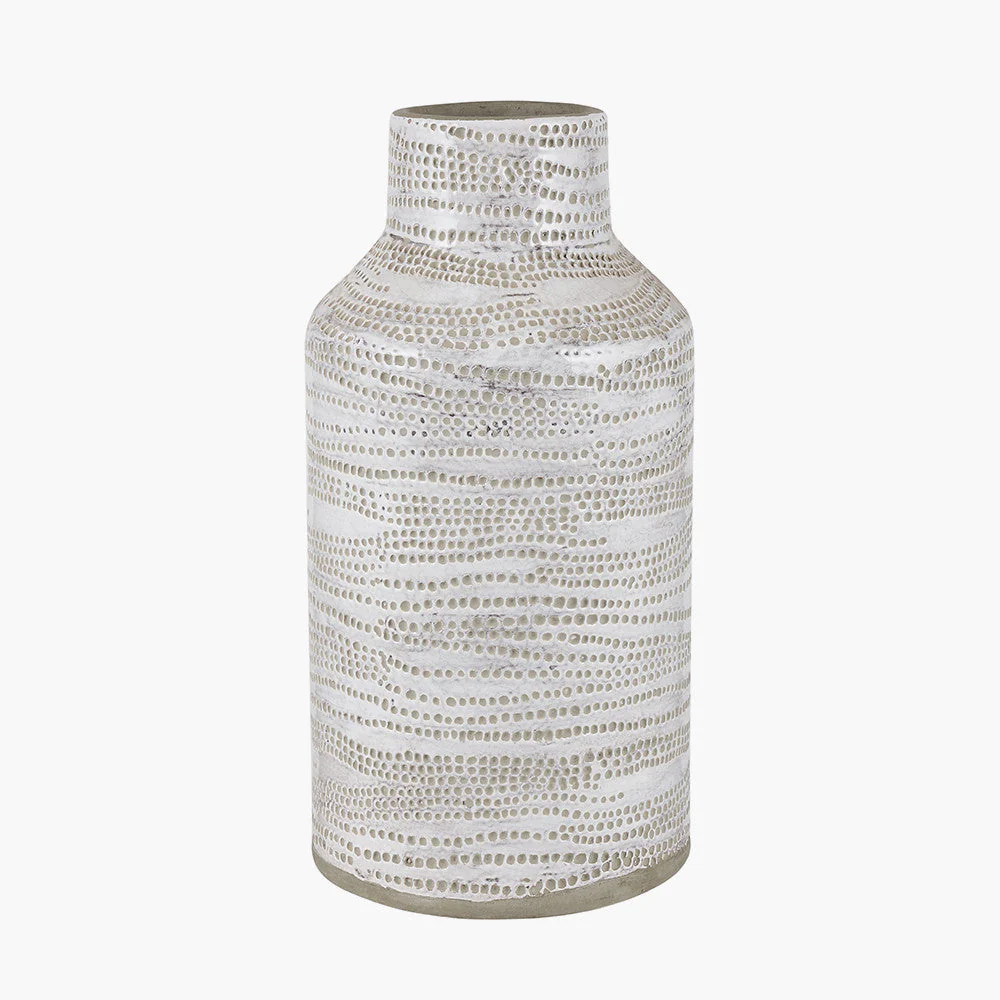 Alina White Stoneware Dot Design Vase - Small/Large - Image 5