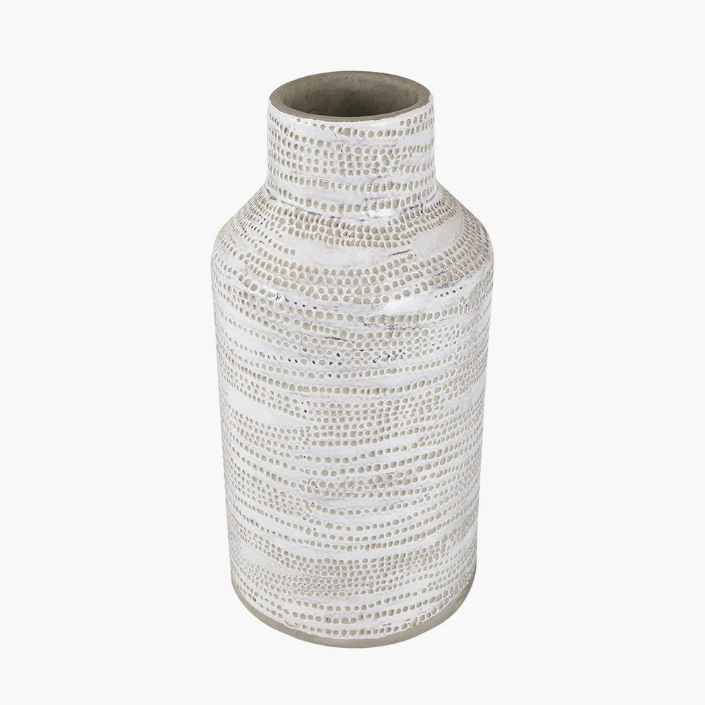 Alina White Stoneware Dot Design Vase - Small/Large - Image 6