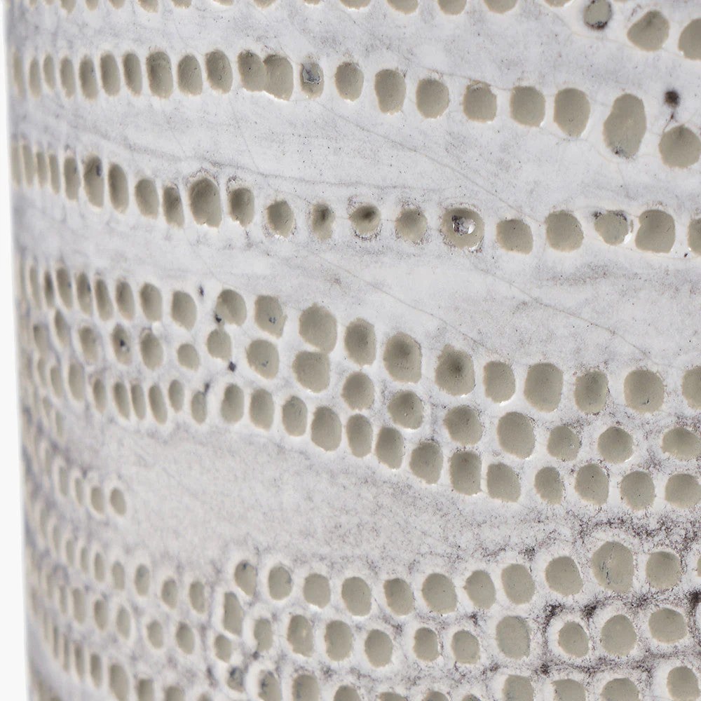 Alina White Stoneware Dot Design Vase - Small/Large - Image 7