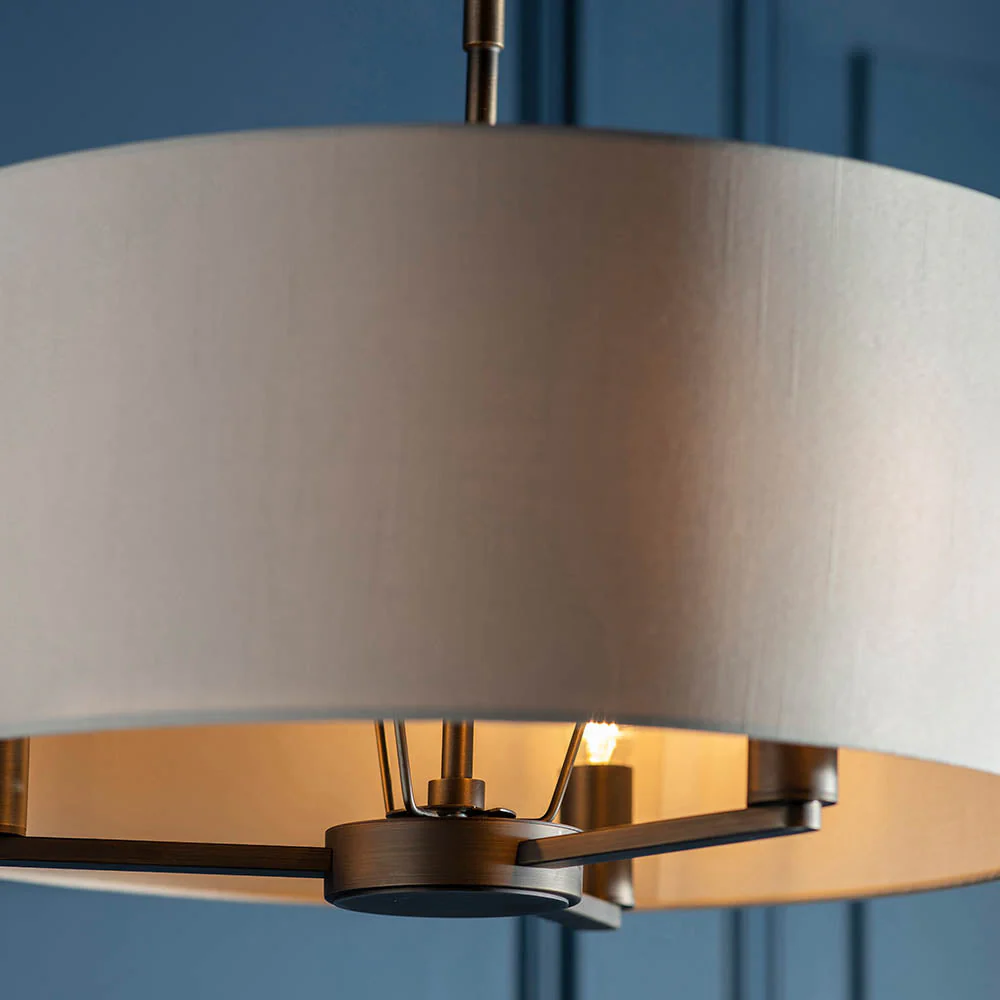 Alistair 3Lt Shaded Pendant - Antique Bronze / Matt Nickel - Image 4