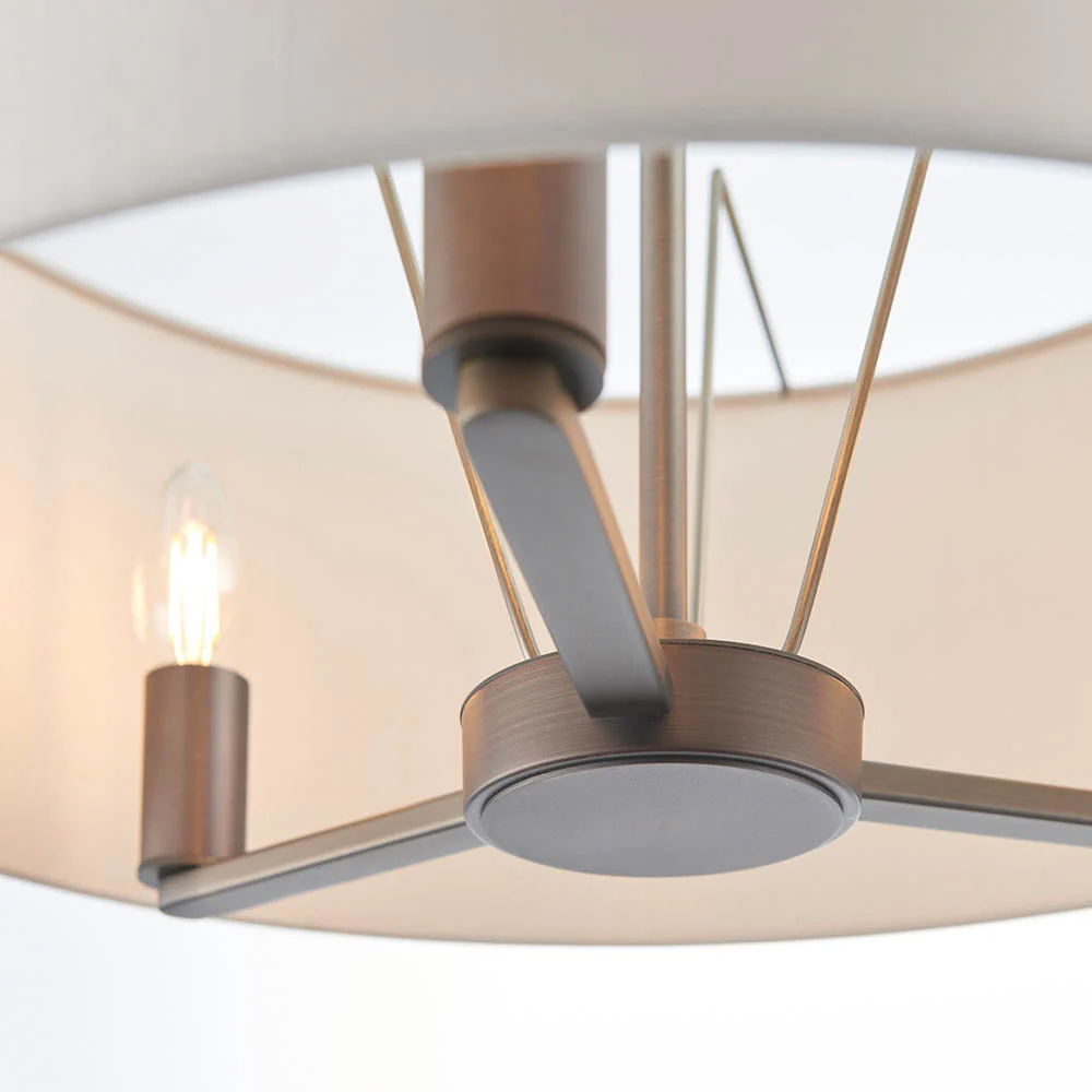 Alistair 3Lt Shaded Pendant - Antique Bronze / Matt Nickel - Image 6