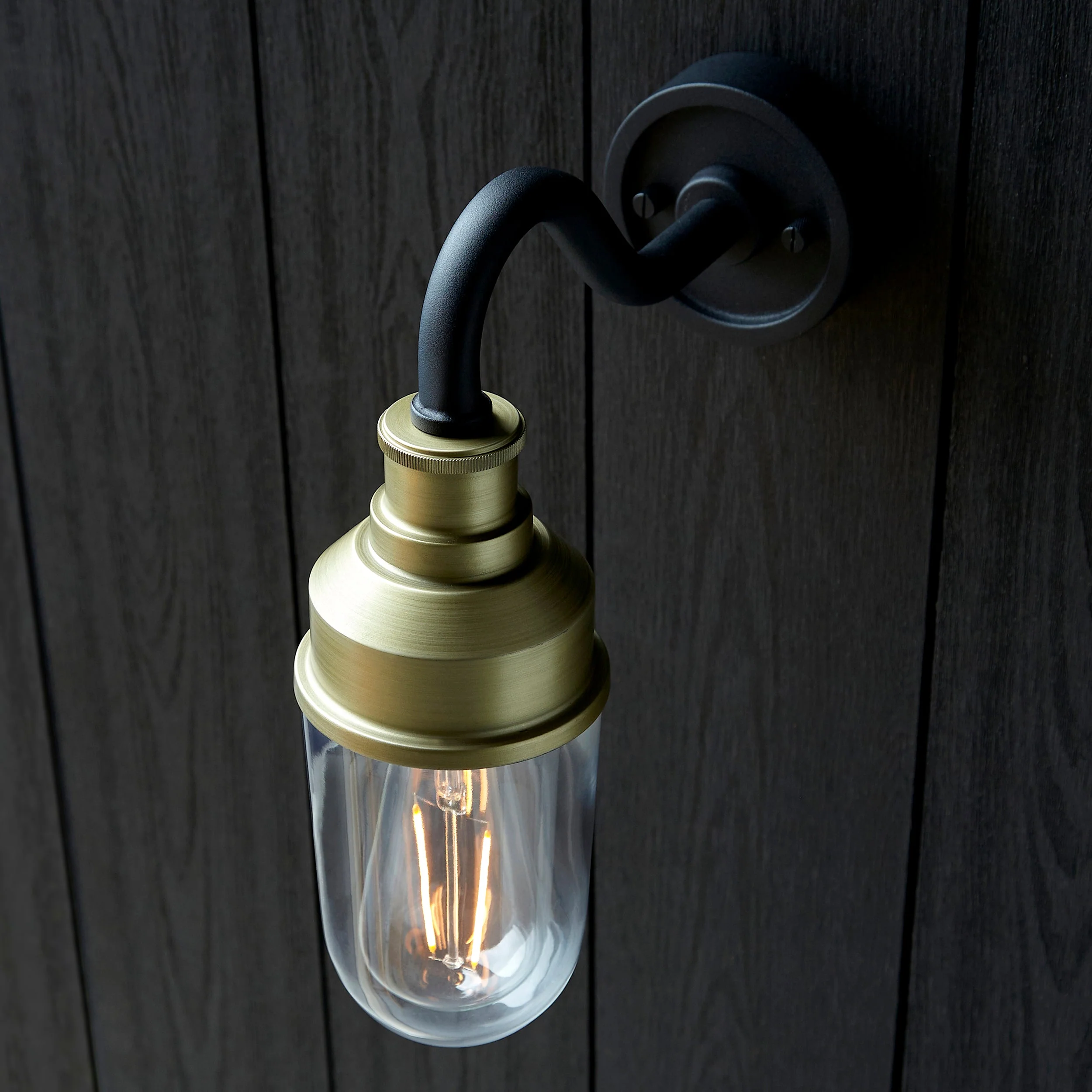 Franco Outdoor Wall Light - Matt Black / Brushed Gold - Image 10