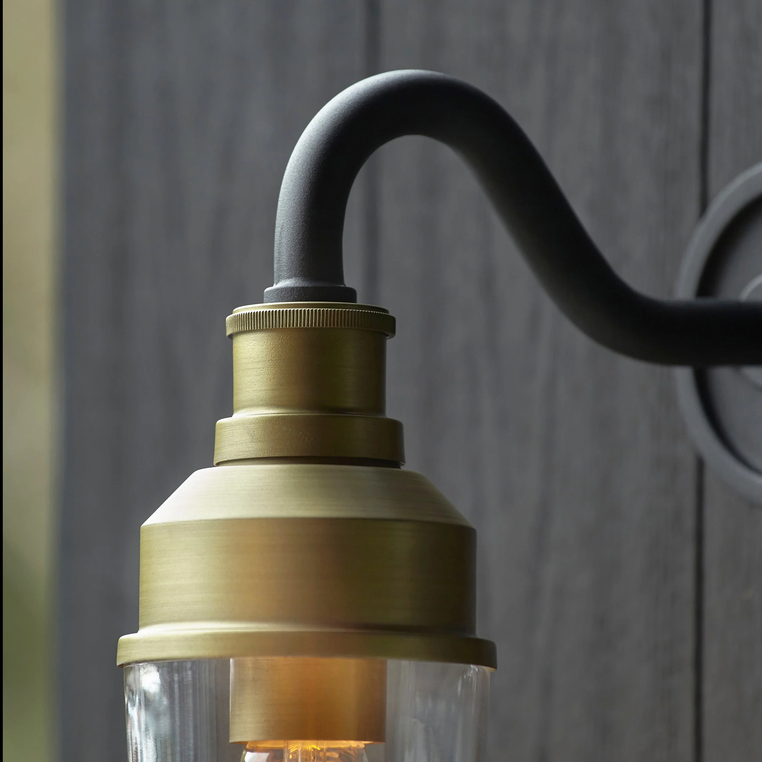 Franco Outdoor Wall Light - Matt Black / Brushed Gold - Image 11