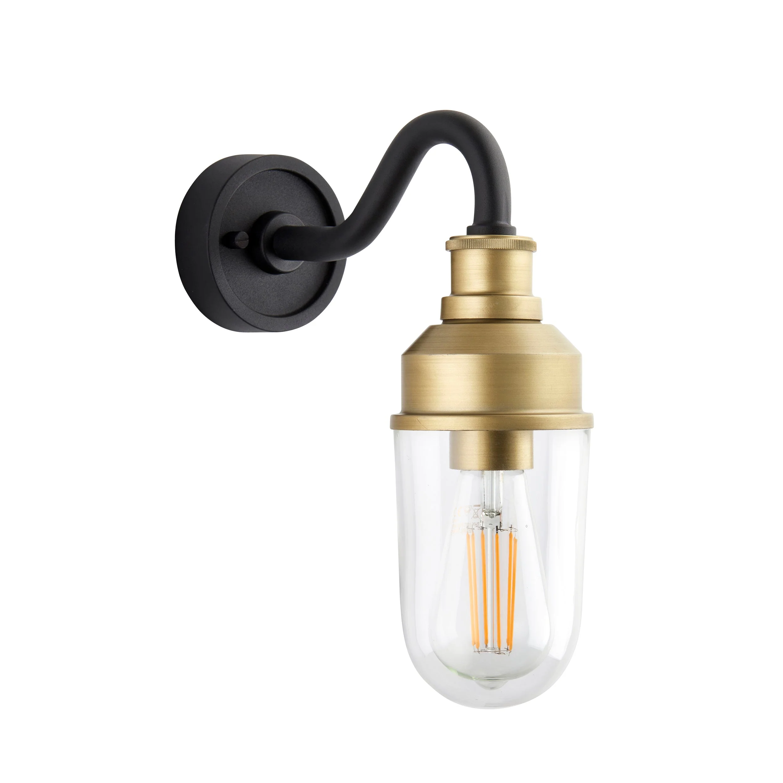 Franco Outdoor Wall Light - Matt Black / Brushed Gold - Image 3