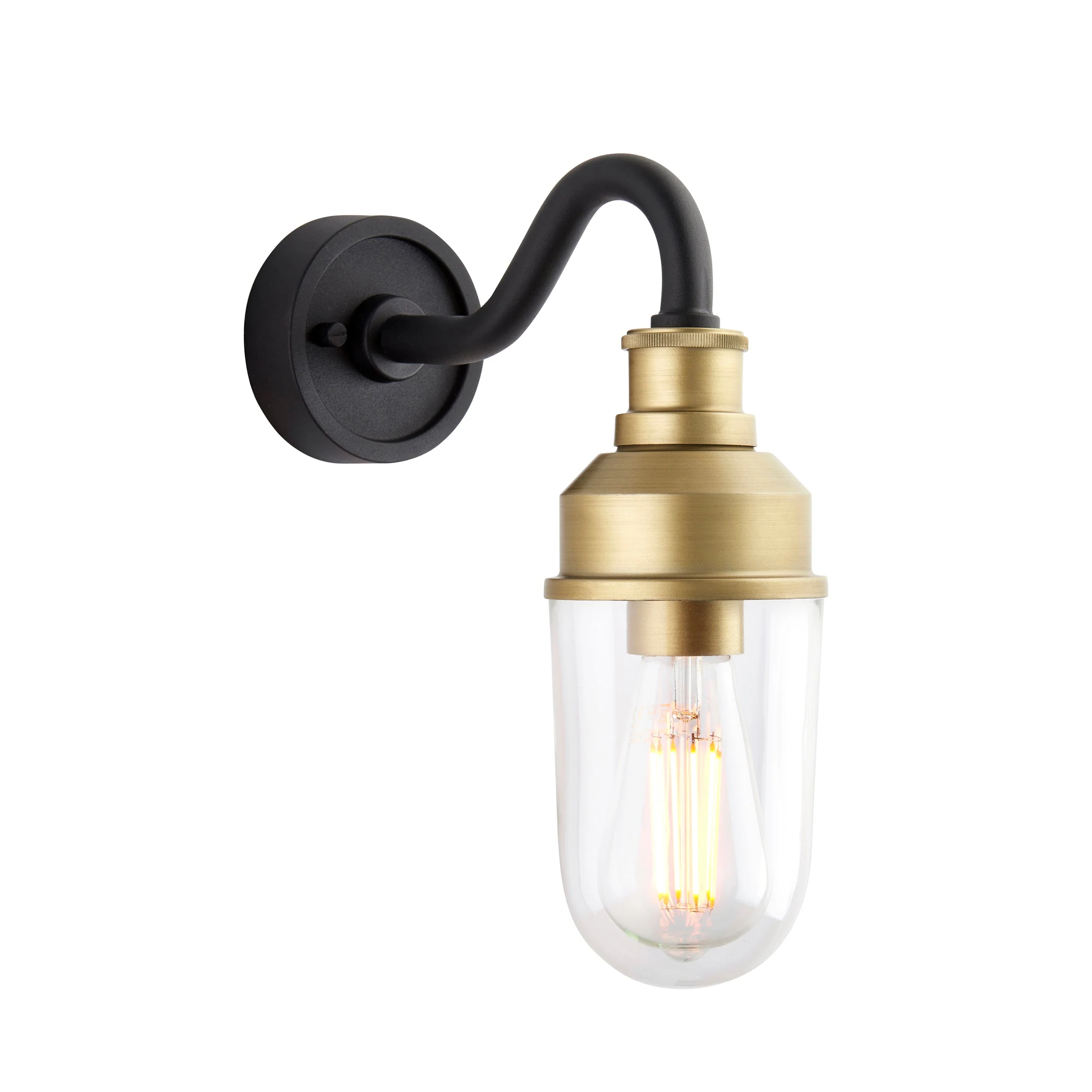 Franco Outdoor Wall Light - Matt Black / Brushed Gold - Image 4