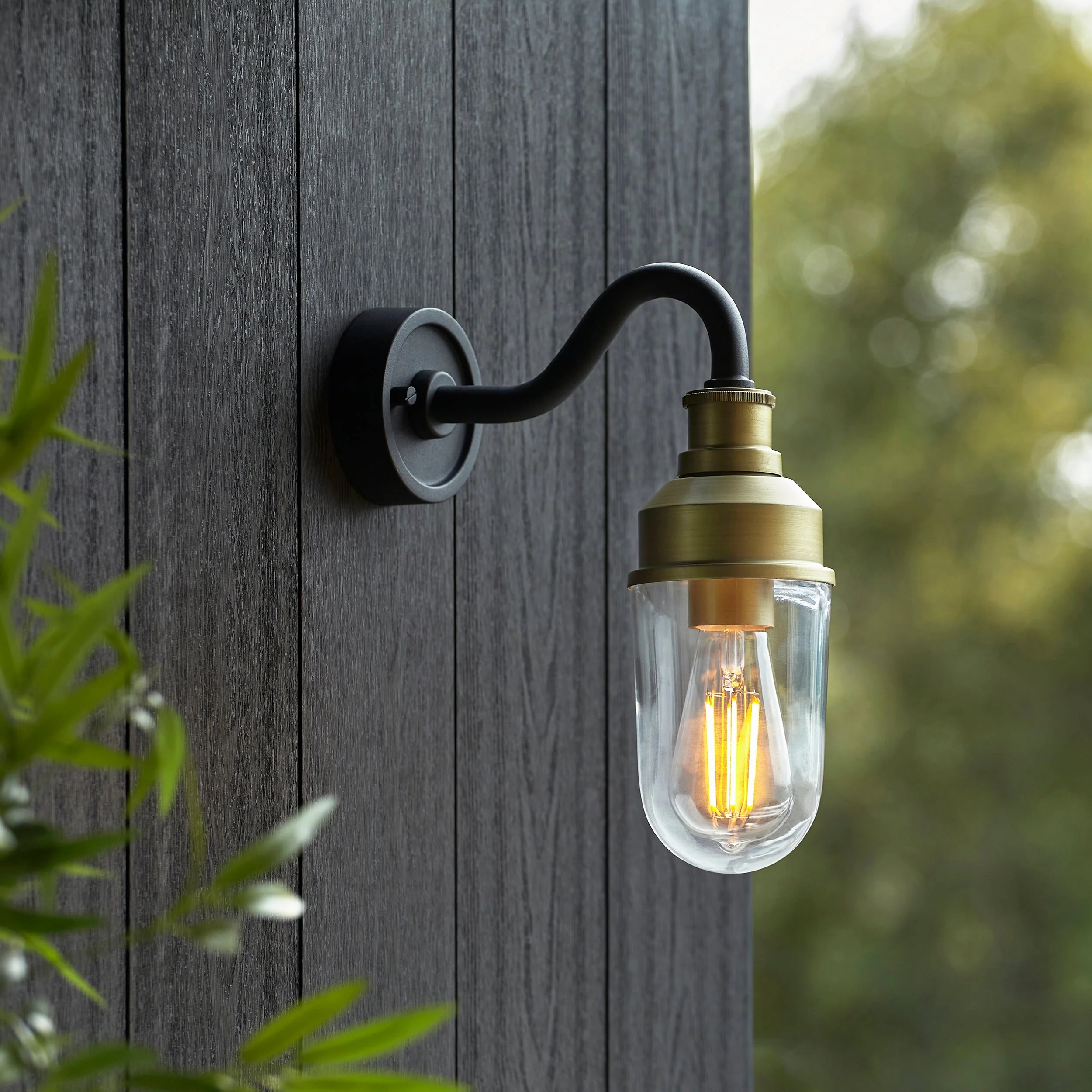 Franco Outdoor Wall Light - Matt Black / Brushed Gold - Image 7