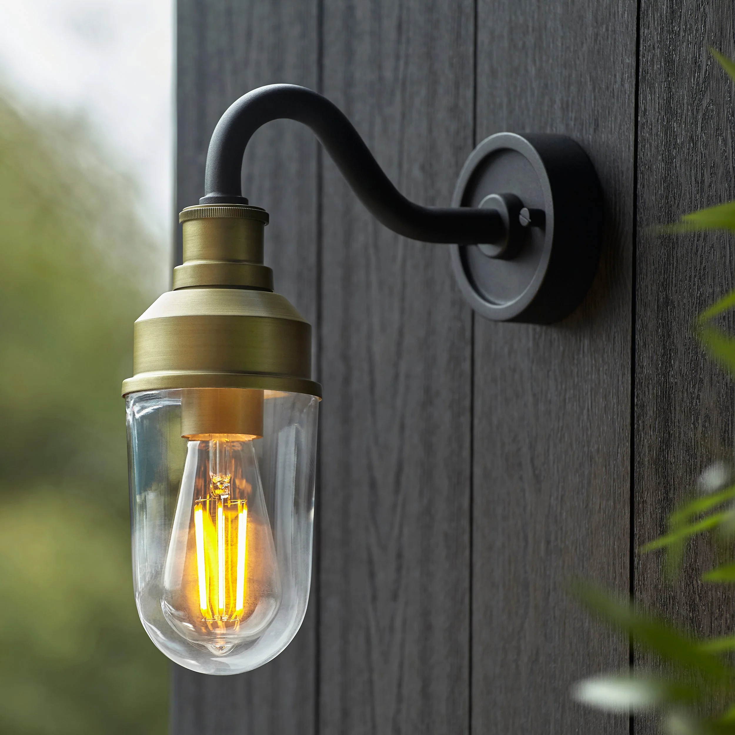 Franco Outdoor Wall Light - Matt Black / Brushed Gold - Image 8
