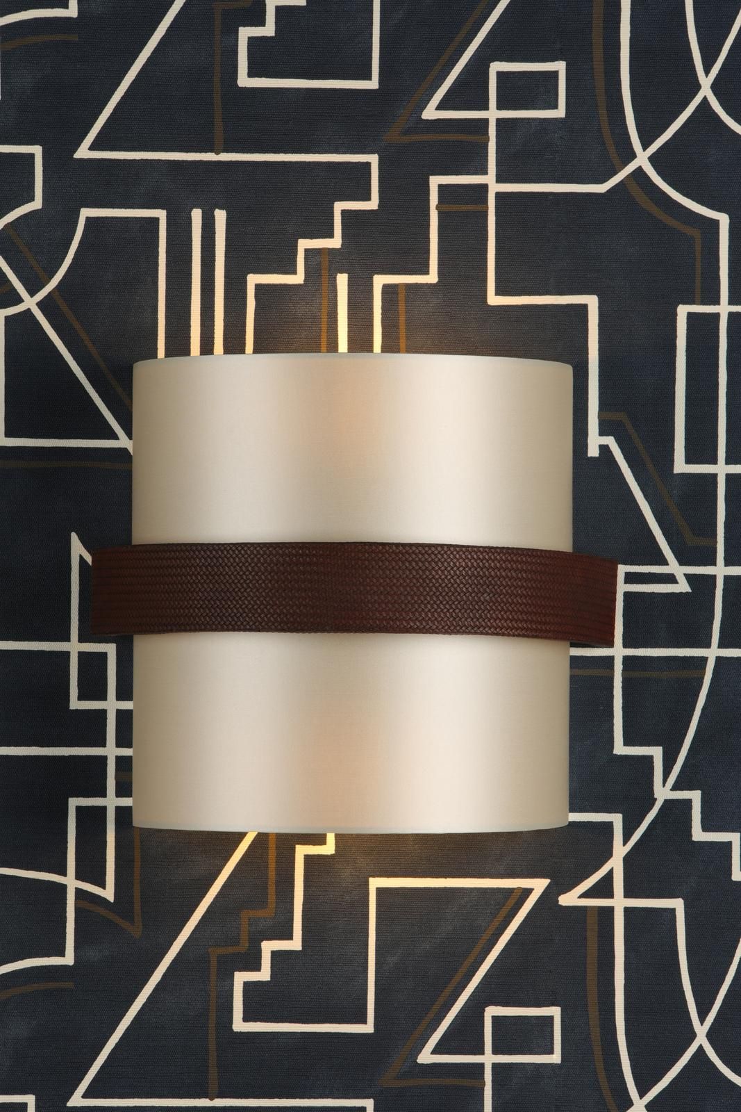 Allegra 2 Light Wall Light- Leather Effect With Bespoke Shade - Image 2