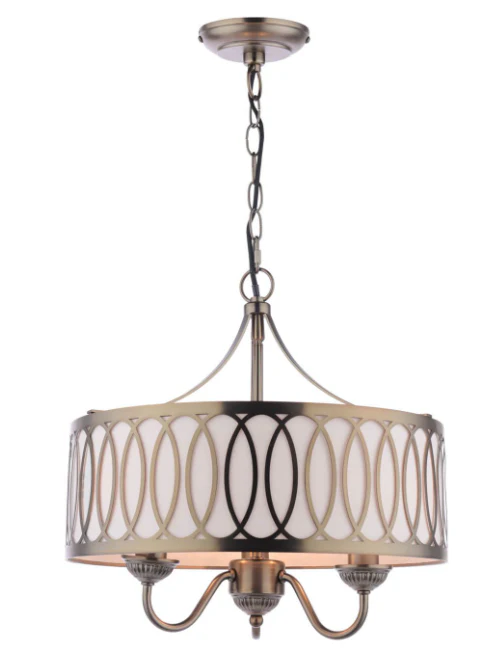 Allerford 3 Light Pendant Satin Bronze and Taupe