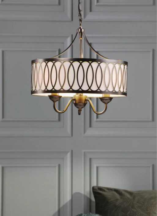 Allerford 3 Light Pendant Satin Bronze and Taupe - Image 4