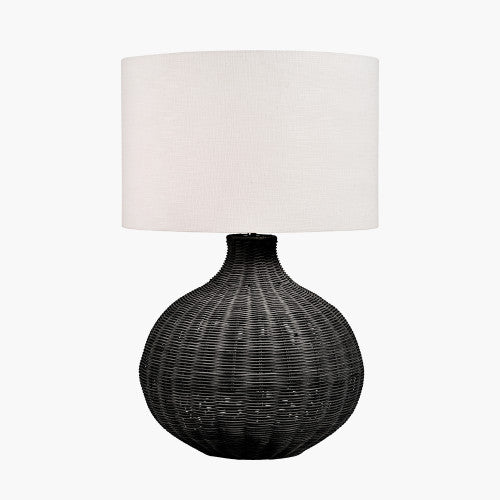 Allona Rattan Table Lamp- Grey/ Black Wash - Image 2
