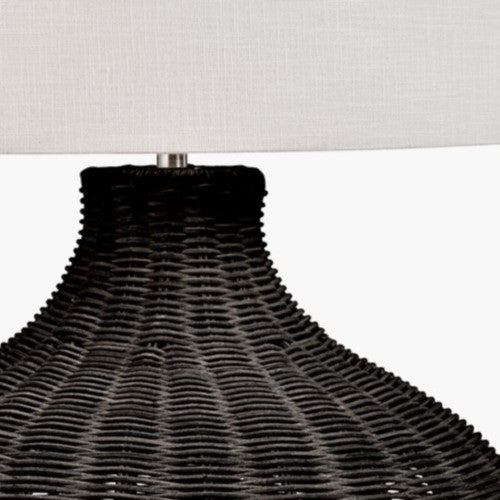 Allona Rattan Table Lamp- Grey/ Black Wash - Image 4