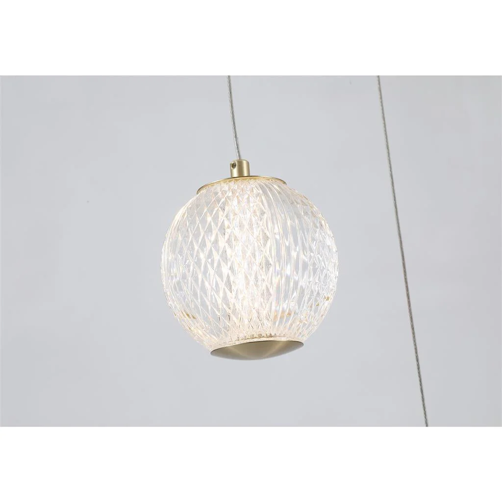 Allure 5 Light Satin Brass/Chrome Multi Drop Ceiling Pendant Integrated LED - Image 3