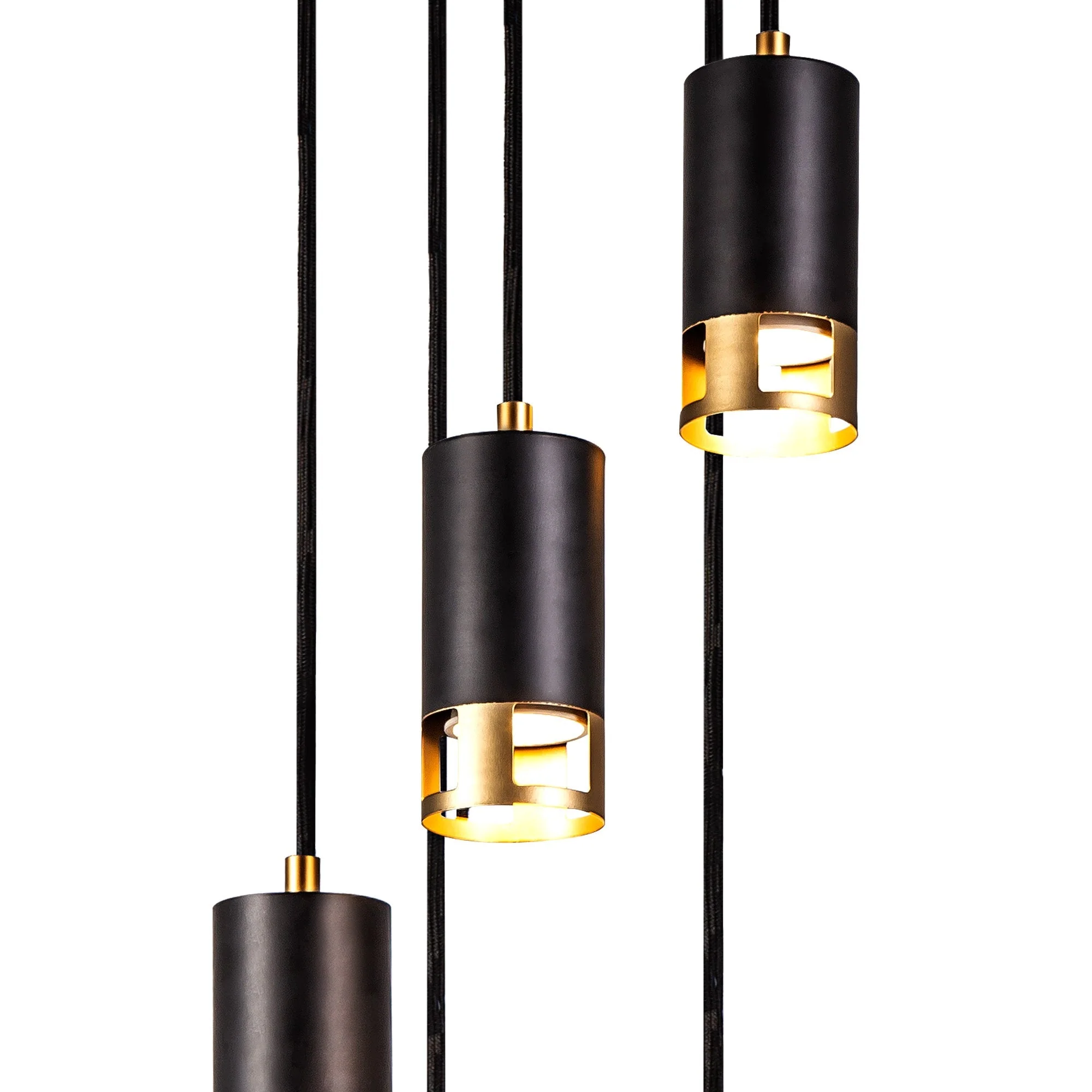 Almera 3/5Lt Round Cluster Ceiling Light GU10, Black & Painted Gold - Image 10
