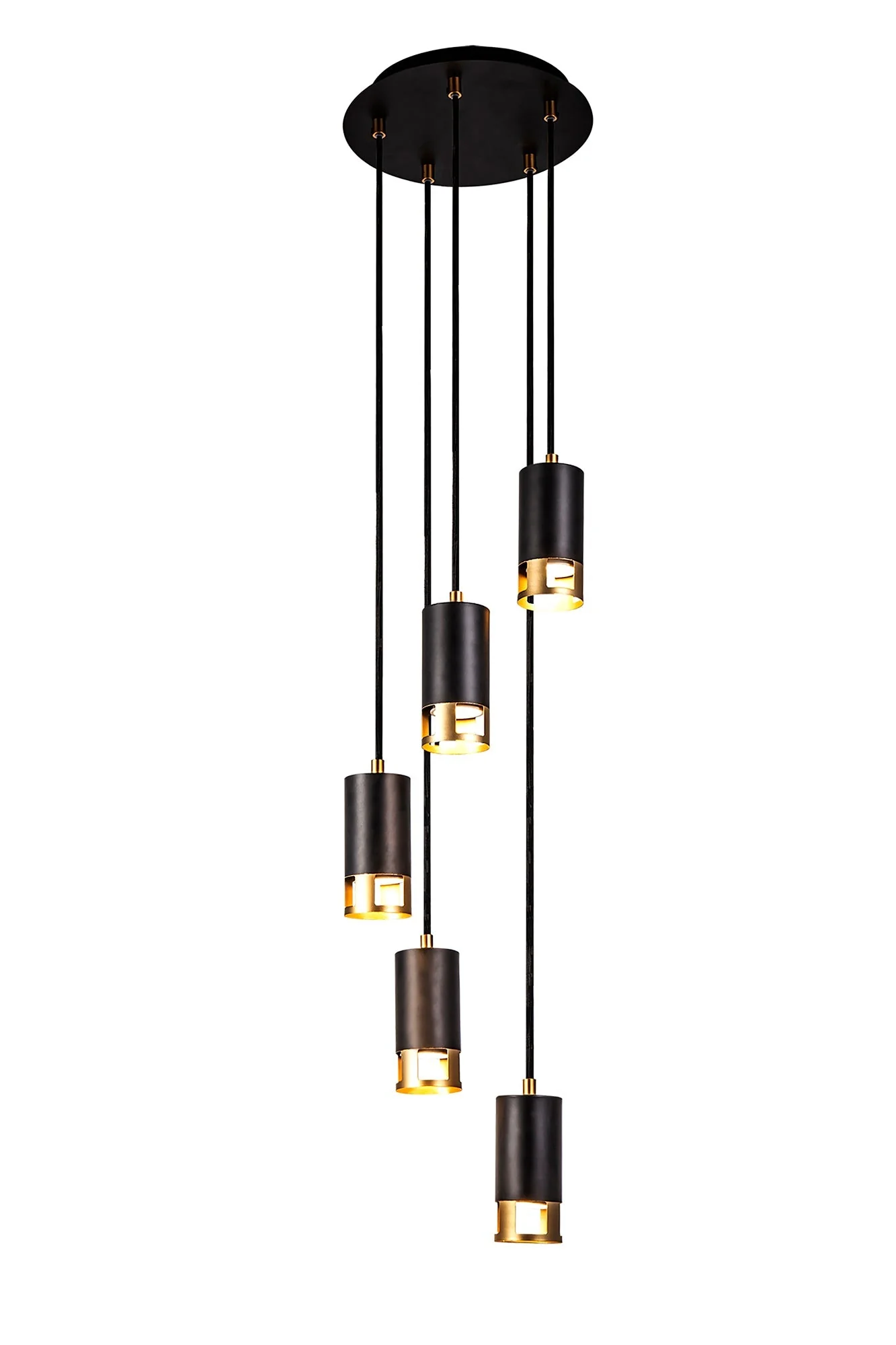 Almera 3/5Lt Round Cluster Ceiling Light GU10, Black & Painted Gold - Image 12