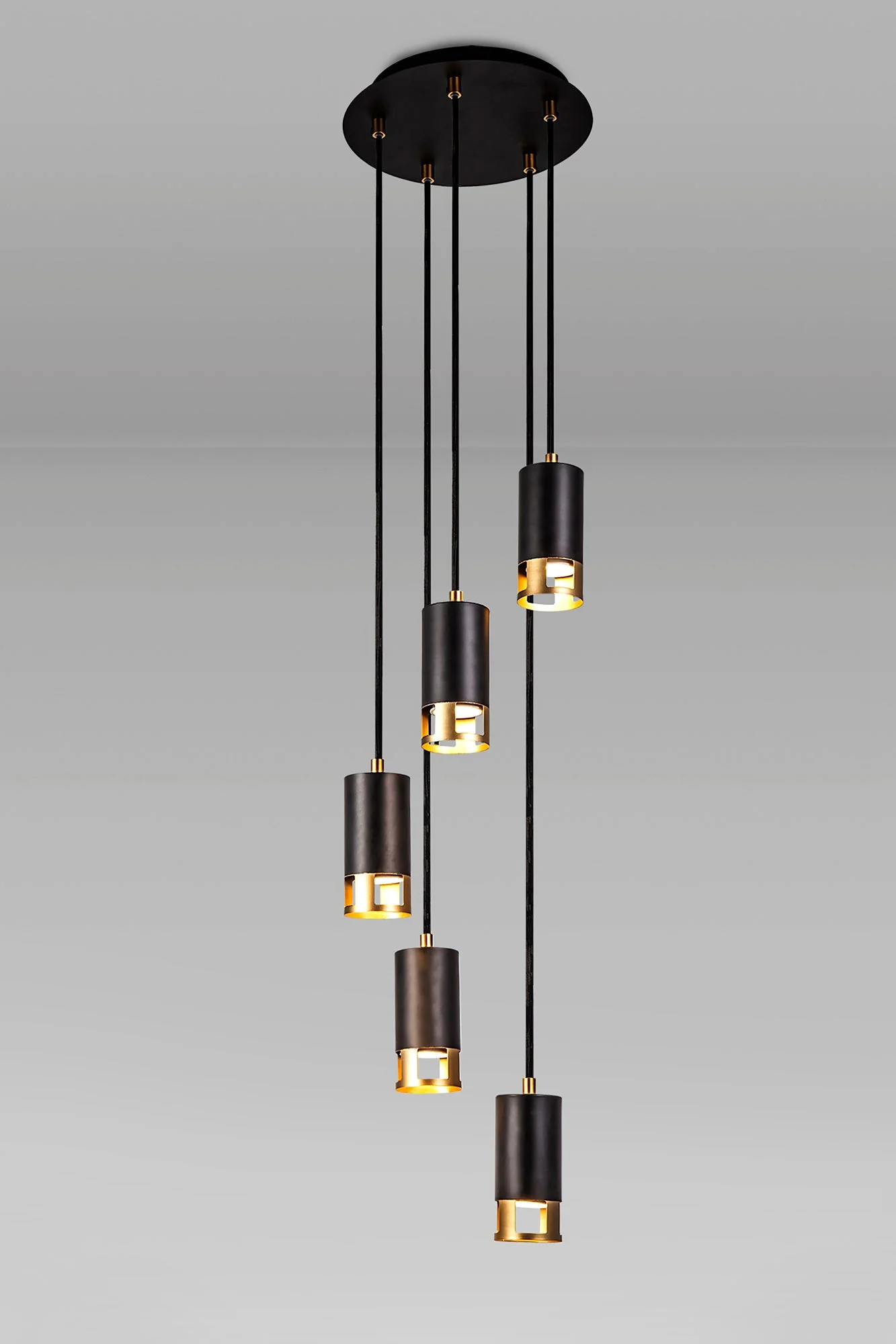 Almera 3/5Lt Round Cluster Ceiling Light GU10, Black & Painted Gold - Image 13